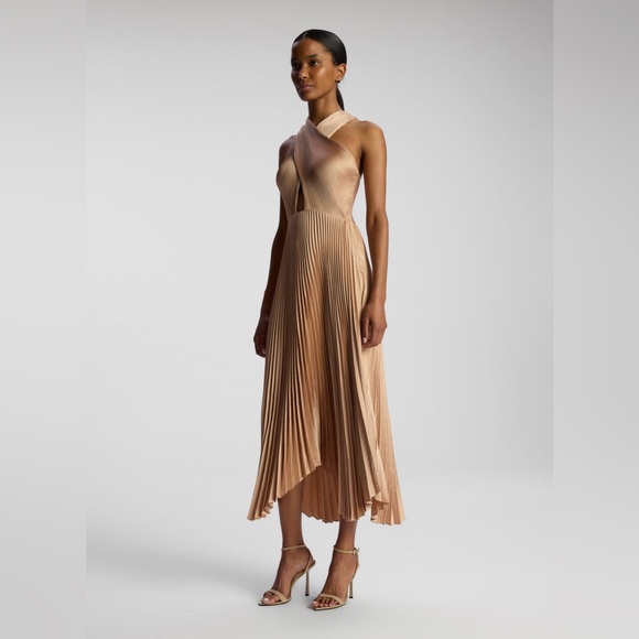 A.L.C. Athena II Halter Satin Pleated Dress, Size 2, BRAND NEW, $695 - Picture 5 of 12